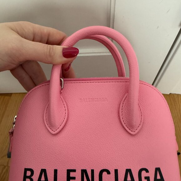 NWT Balenciaga Ville Handbag + Shoulder Bag In Violet Pink Inlaid Logo - Picture 5 of 16